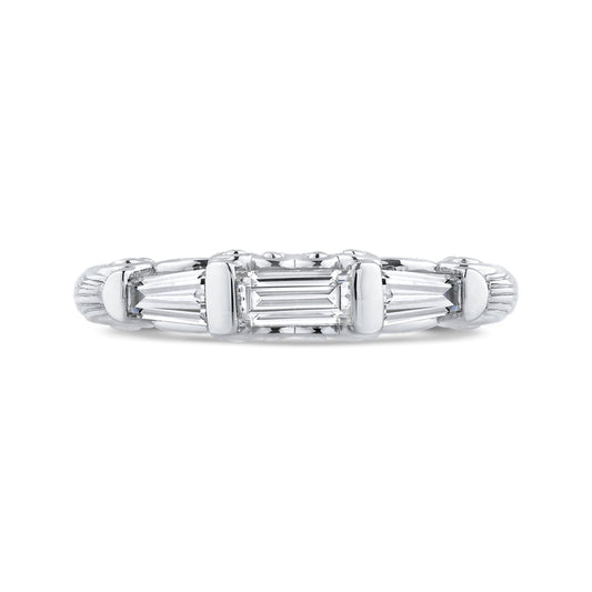 Shah Luxury 14K White Gold Baguette Diamond Wedding Band