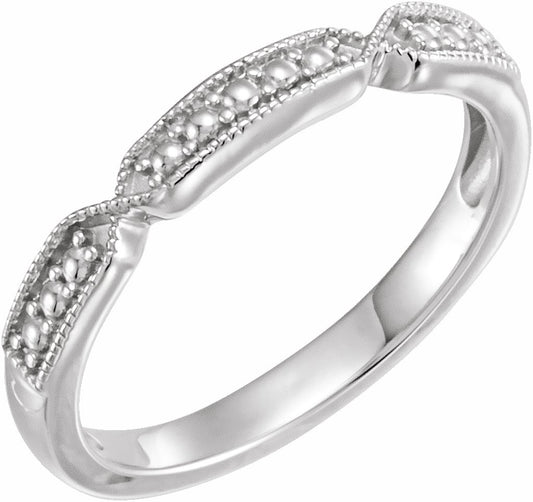 14K White Stackable Bead Ring