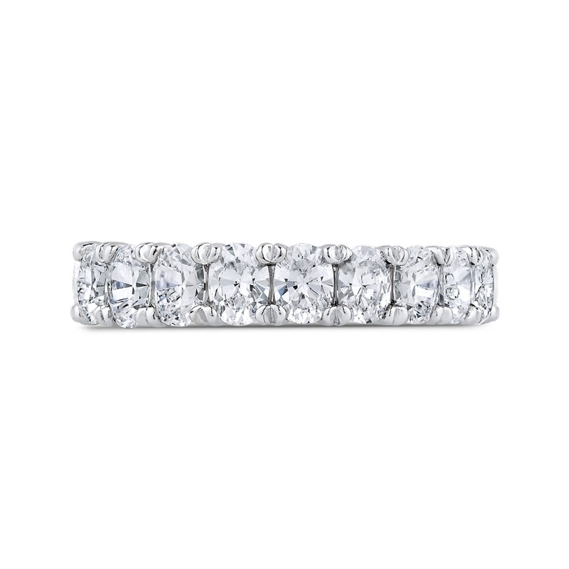 Shah Luxury 14K White Gold Oval Diamond Half-Eternity Wedding Band
