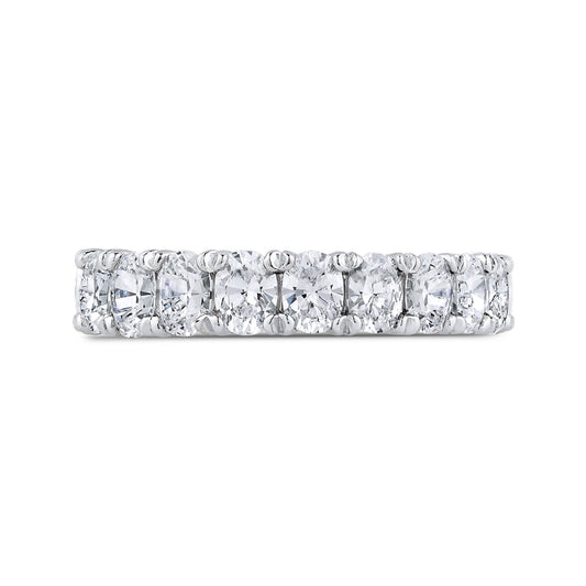 Shah Luxury 14K White Gold Oval Diamond Half-Eternity Wedding Band