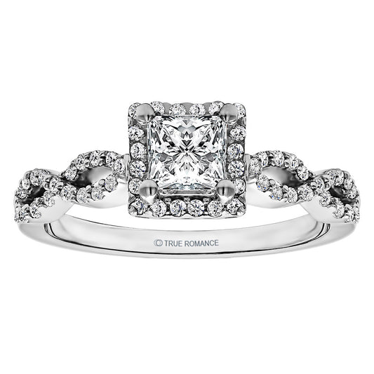True Romance Platinum 0.33ct Diamond Halo Semi Mount Engagement Ring
