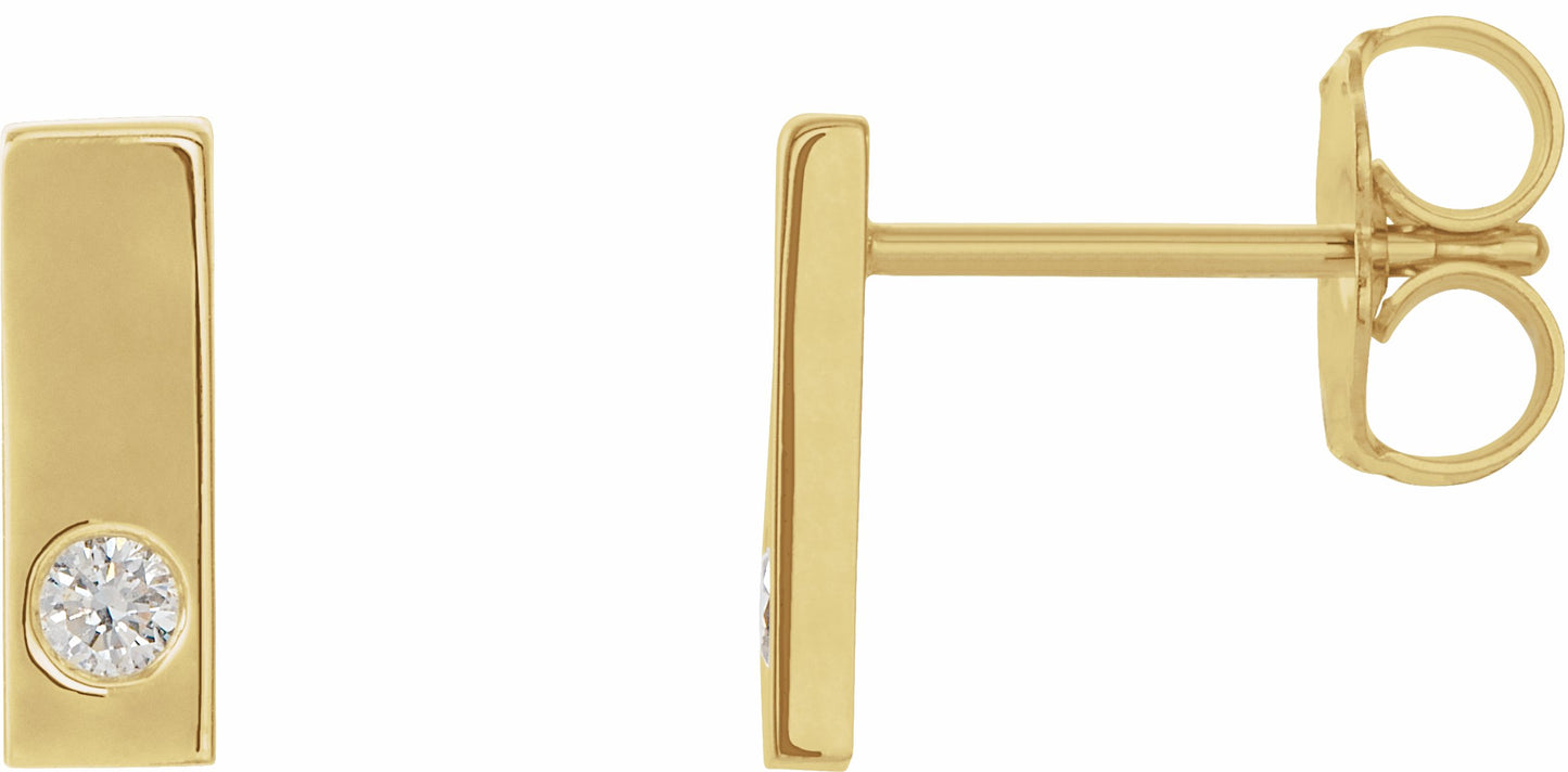 14K Yellow .06 CTW Diamond Bar Earrings