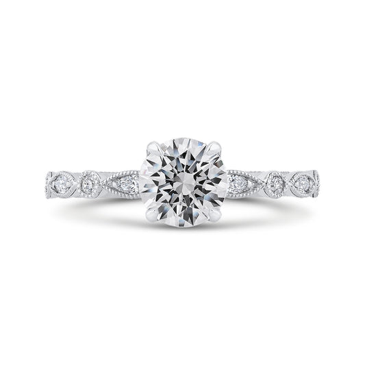Shah Luxury Round Diamond Engagement Ring In 14K White Gold (Semi-Mount)