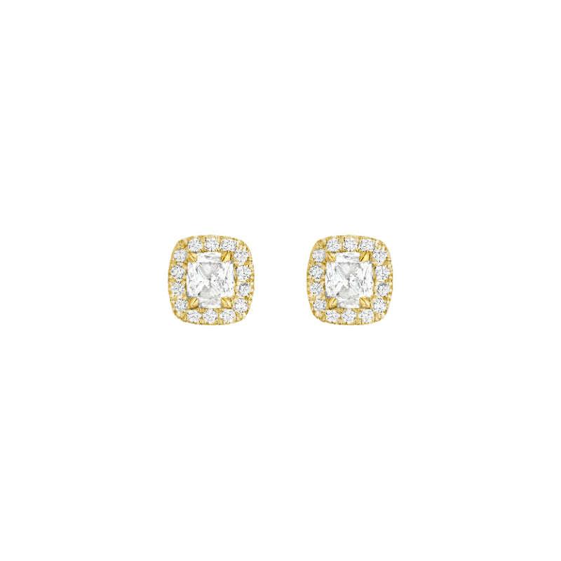 Henri Daussi 18k Yellow Gold Diamond Stud Earrings