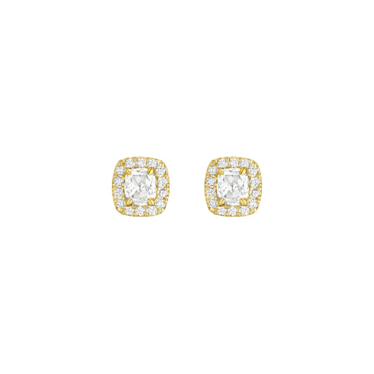 Henri Daussi 18k Yellow Gold Diamond Stud Earrings