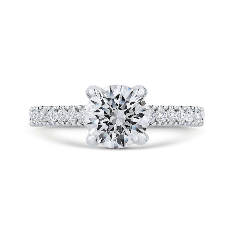 Shah Luxury 14K White Gold Round Diamond Engagement Ring with Euro Shank (Semi-Mount)