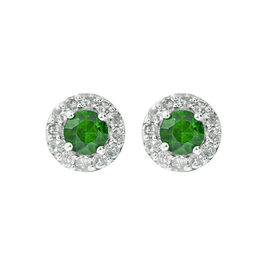 Gems One 10Kt White Gold Diamond (1/6Ctw) & Emerald (1/3 Ctw) Earring