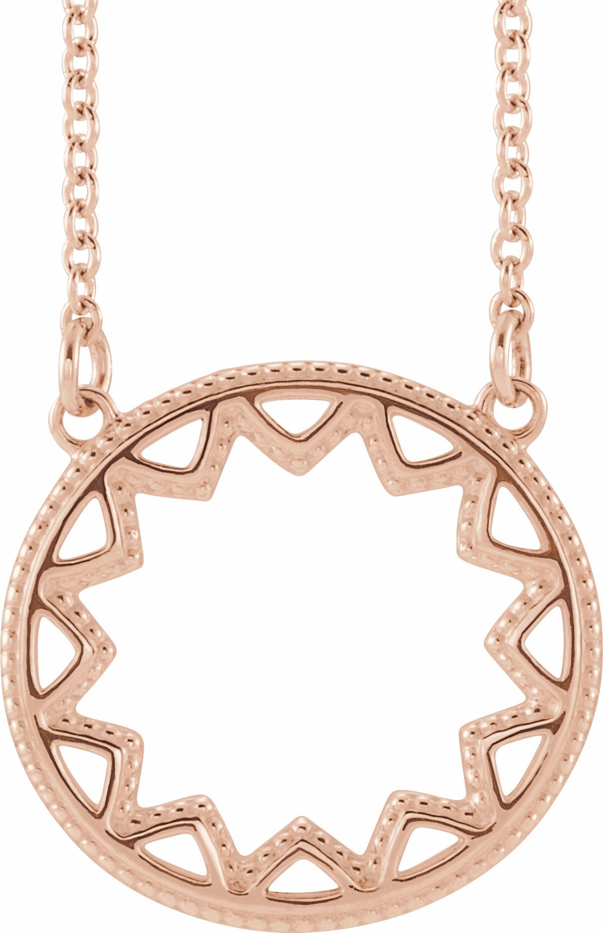 14K Rose Milgrain Sun 16-18 Necklace