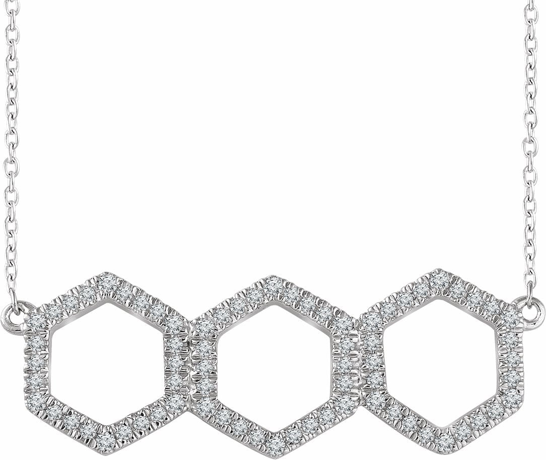 14K White 1/4 CTW Diamond Geometric 16-18 Necklace