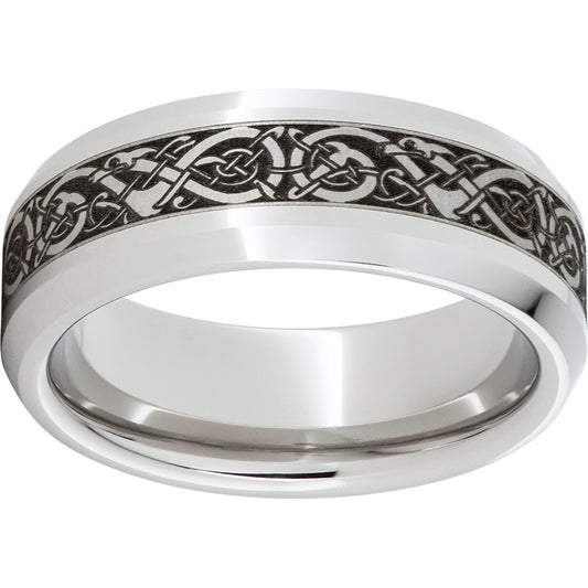 Serinium Beveled Edge Band with Viking Laser Engraving