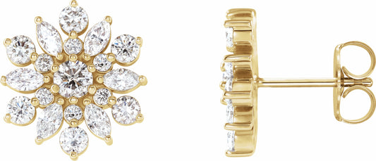 14K Yellow 1 CTW Diamond Earrings