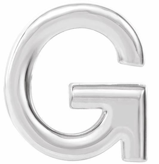 14K White Single Initial G Earring