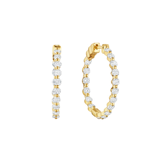 Henri Daussi 18k Yellow Gold Diamond Hoop Earrings