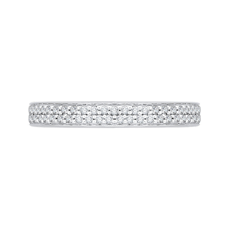 Shah Luxury 14K White Gold Round Diamond Wedding Band