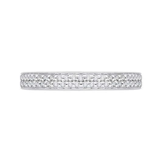 Shah Luxury 14K White Gold Round Diamond Wedding Band