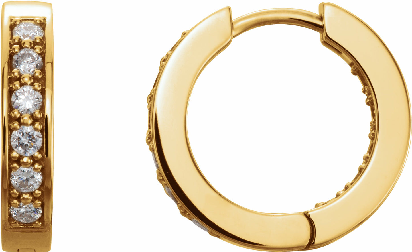 14K Yellow 1/2 CTW Diamond Inside-Outside 15 mm Hoop Earrings