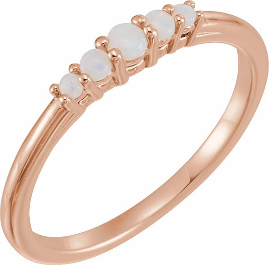 14K Rose Opal Graduated Five-Stone Ring