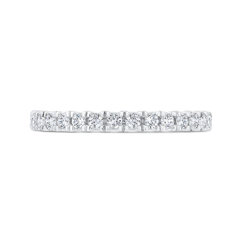 Shah Luxury 14K White Gold Round Cut Diamond Wedding Band