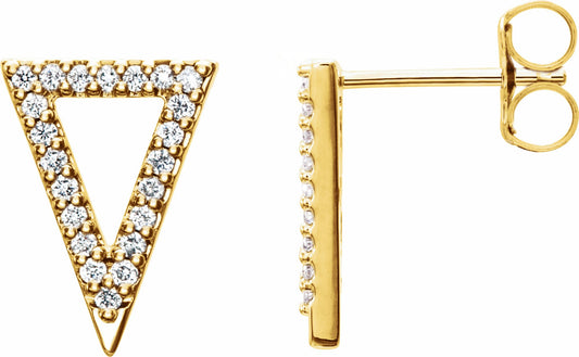 14K Yellow 1/5 CTW Diamond Triangle Earrings