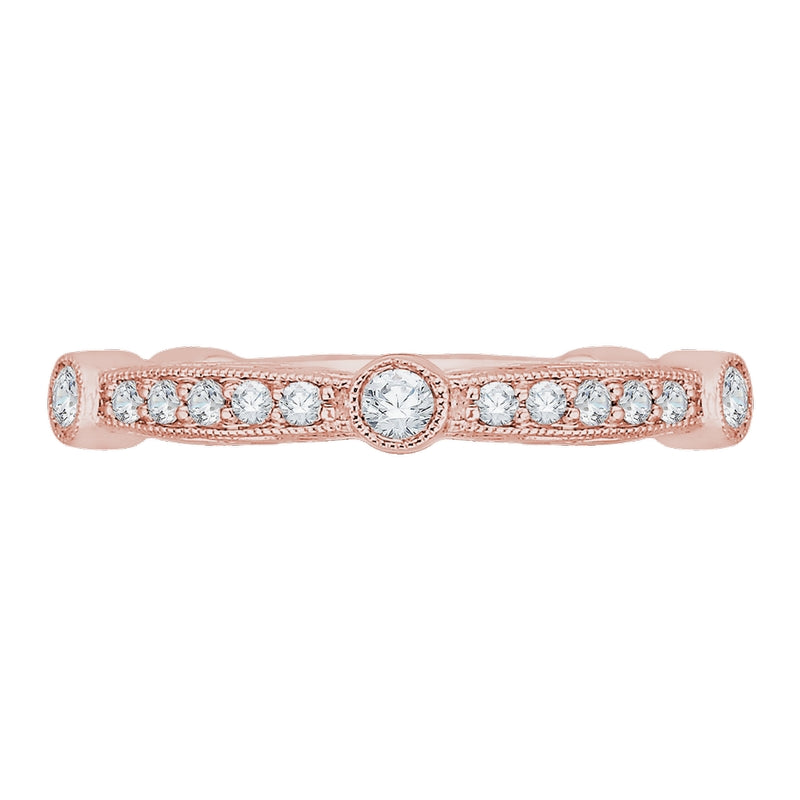 Shah Luxury 14K Rose Gold Round Diamond Wedding Band