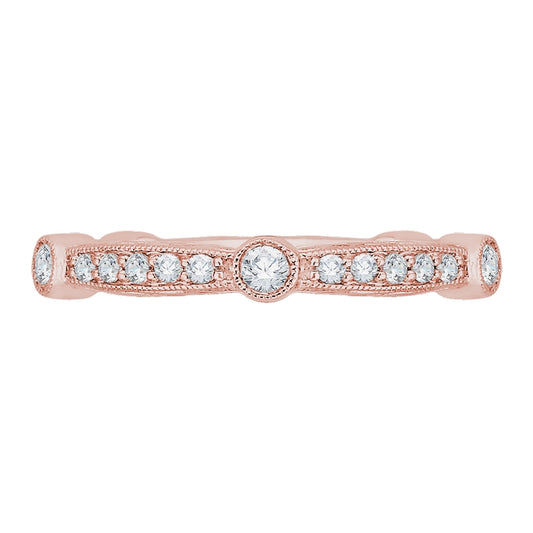 Shah Luxury 14K Rose Gold Round Diamond Wedding Band