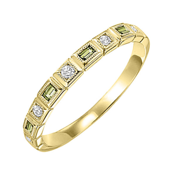 Gems One 10Kt Yellow Gold Diamond (1/10Ctw) & Peridot (1/6 Ctw) Ring
