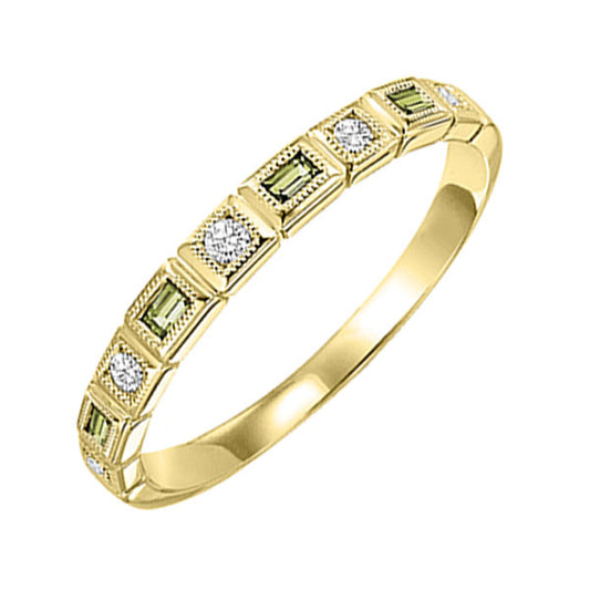 Gems One 10Kt Yellow Gold Diamond (1/10Ctw) & Peridot (1/6 Ctw) Ring