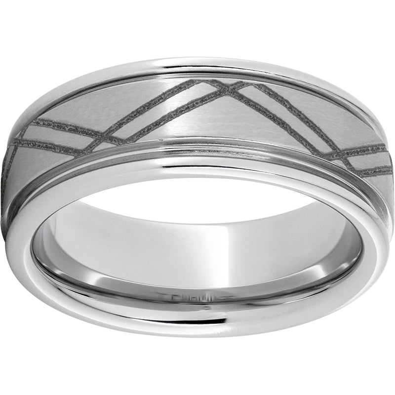 Serinium Rounded Edge Band with a Satin Finish and Ricochet Laser Engraving