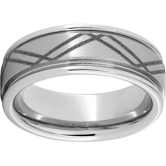 Serinium Rounded Edge Band with a Satin Finish and Ricochet Laser Engraving
