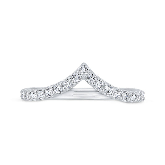 Shah Luxury 14K White Gold Round Cut Diamond Counter Wedding Band