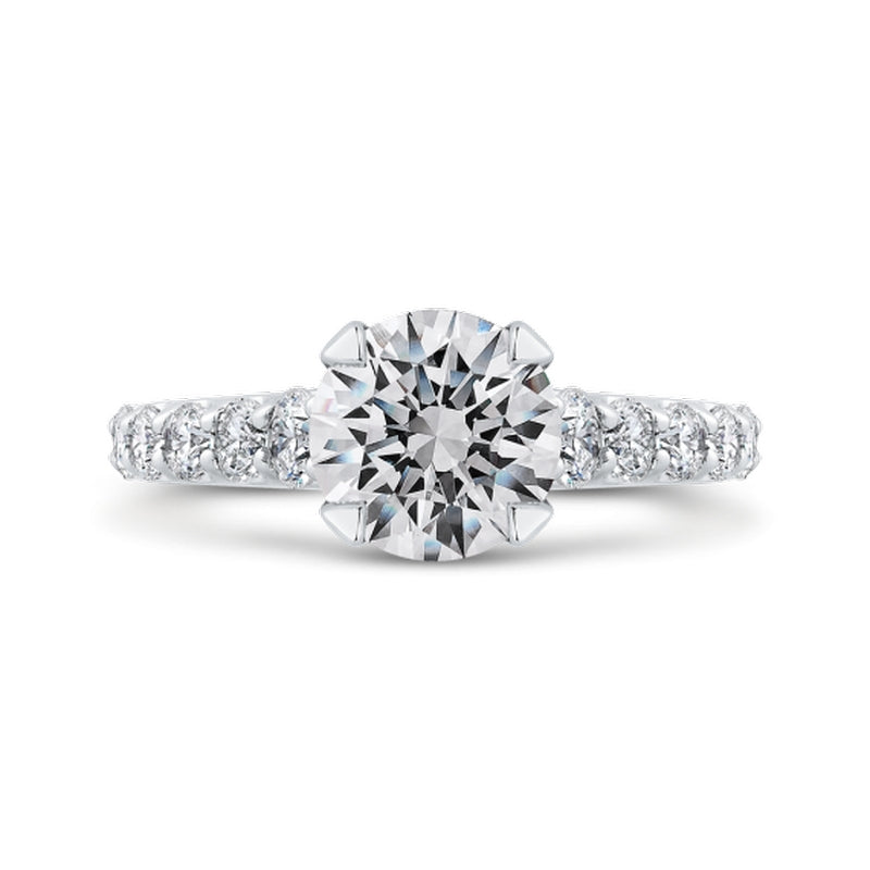 Shah Luxury Round Diamond Engagement Ring In 14K White Gold (Semi-Mount)