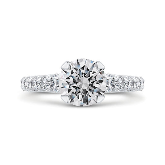 Shah Luxury Round Diamond Engagement Ring In 14K White Gold (Semi-Mount)