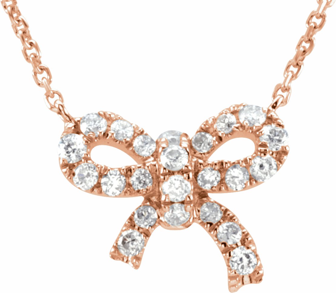 14K Rose 1/6 CTW Diamond Bow 18 Necklace