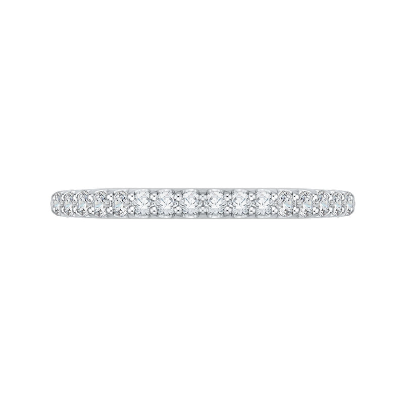Shah Luxury 14K White Gold Round Diamond Half-Eternity Wedding Band