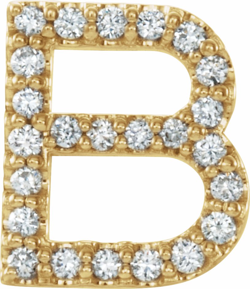 14K Yellow 1/10 CTW Diamond Single Initial B Earring