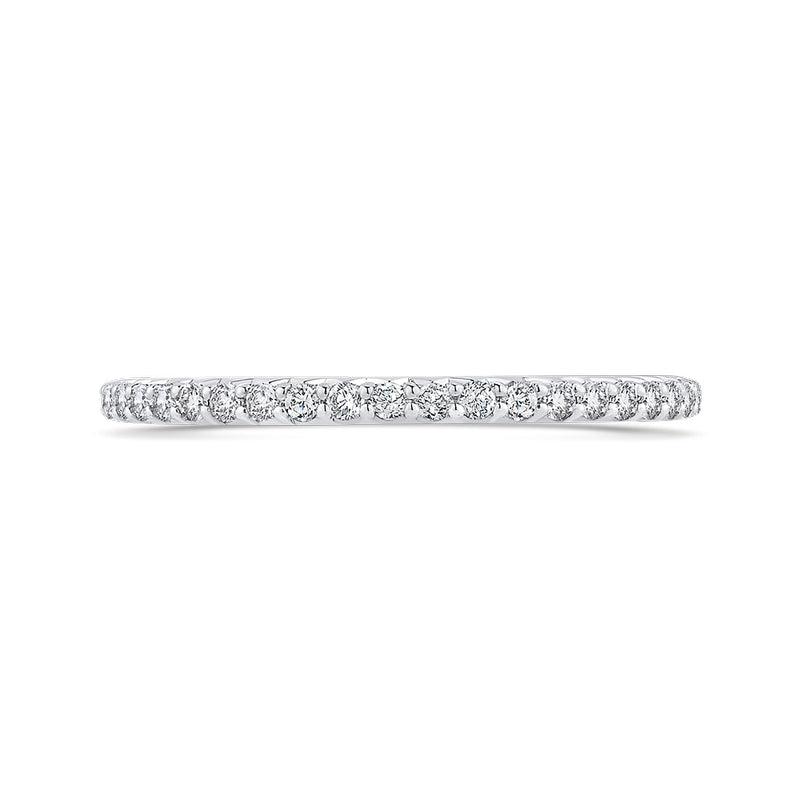 Shah Luxury Round Cut Diamond Half-Eternity Wedding Band In 14K White Gold