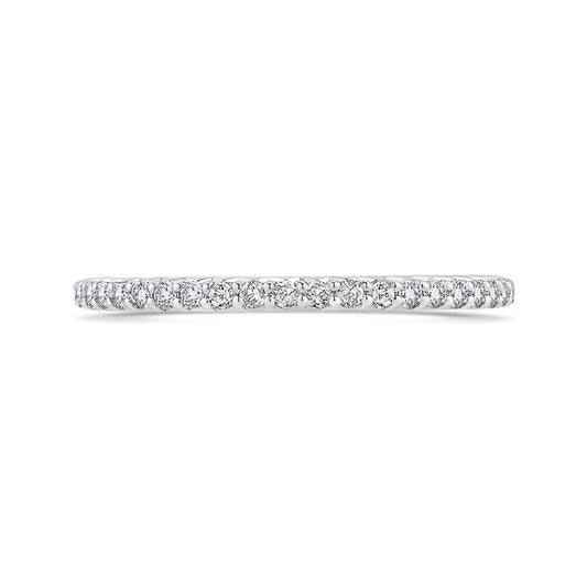 Shah Luxury Round Cut Diamond Half-Eternity Wedding Band In 14K White Gold