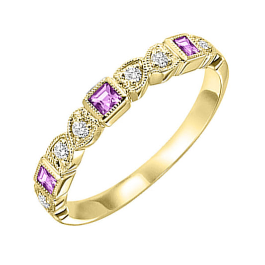 Gems One 10Kt Yellow Gold Diamond (1/12Ctw) & Pink Sapphire (1/8 Ctw) Ring