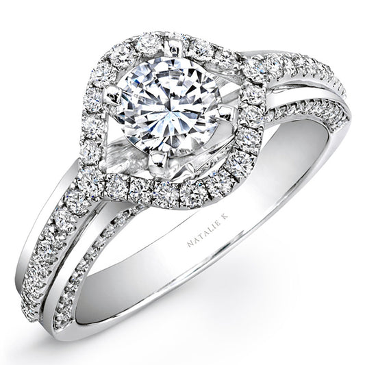 18K White Gold Evil Eye Diamond Halo Engagement Ring