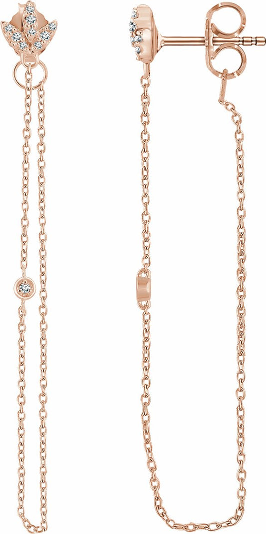 14K Rose .08 CTW Diamond Chain Earrings
