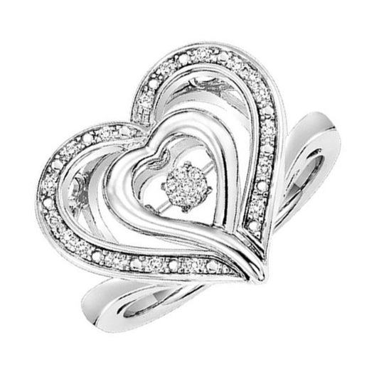 Gems One Silver (SLV 995) & Diamonds Stunning Fashion Ring - 1/10 ctw