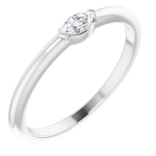 14K White 1/8 CTW Diamond Solitaire Ring