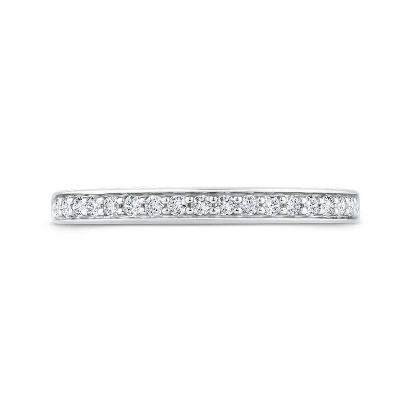 Shah Luxury 14K White Gold Round Diamond Wedding Band with Euro Shank