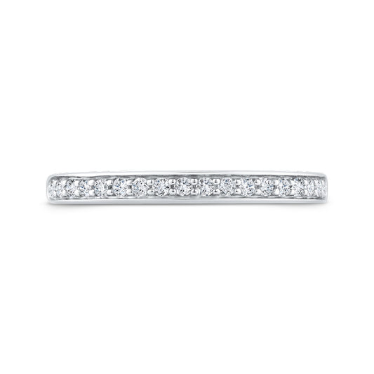 Shah Luxury 14K White Gold Round Diamond Wedding Band with Euro Shank