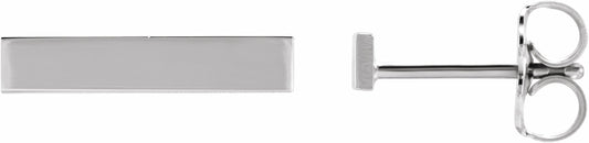 14K White Bar Earring