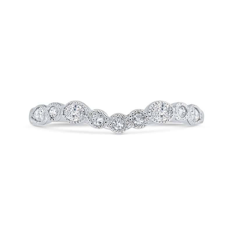 Shah Luxury 14K White Gold Bezel Set Diamond Wedding Band with Milgrain