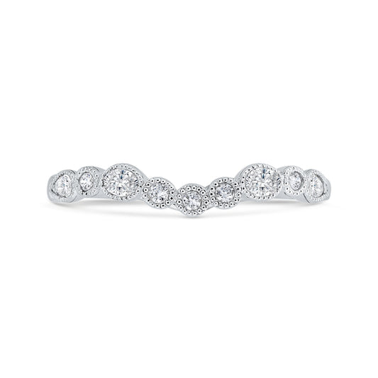 Shah Luxury 14K White Gold Bezel Set Diamond Wedding Band with Milgrain