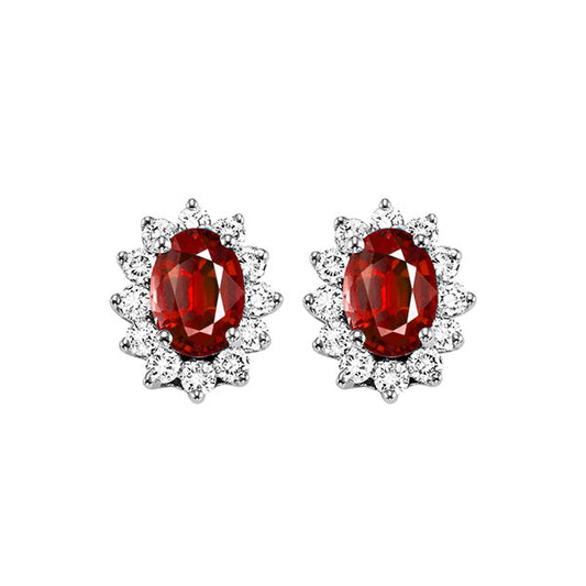 Gems One 14Kt White Gold Diamond (3/8Ctw) & Ruby (1 Ctw) Earring