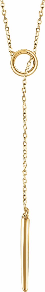 14K Yellow Circle and Bar Y 18 Necklace