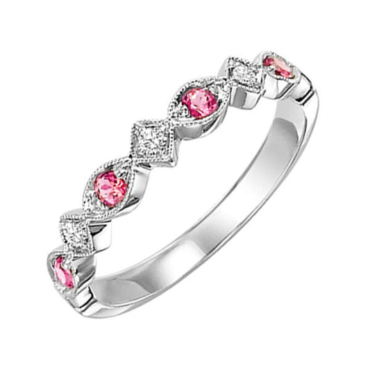 Gems One 14Kt White Gold Diamond (1/20Ctw) & Syn Alexandrite (1/6 Ctw) Ring